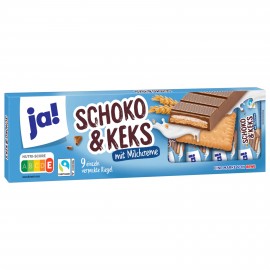 Ja! Milch-Riegel Schokolade & Keks, 300 g, 9 Riegel