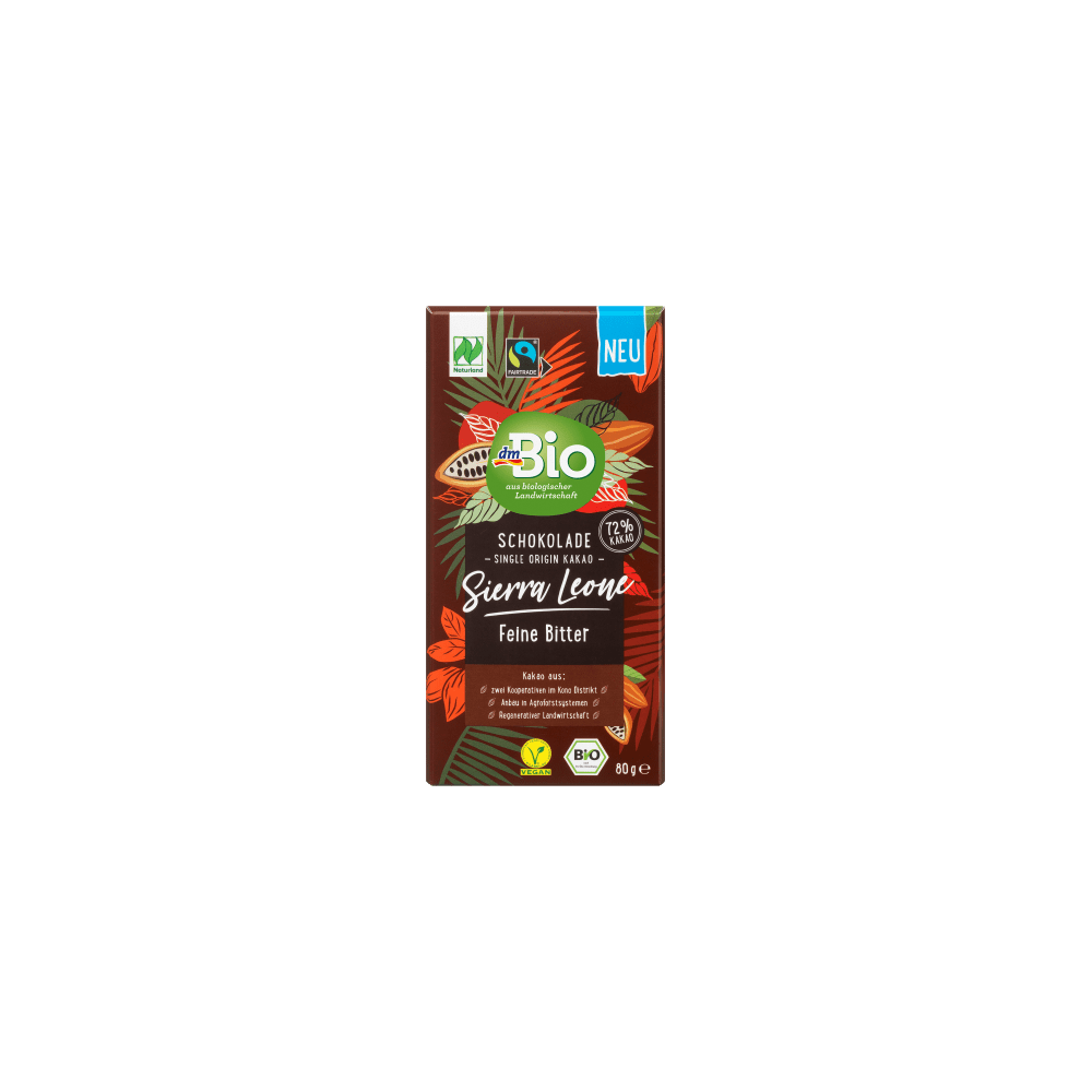 dmBio Sierra Leone Fine Bitter Chocolate 80 g / 2.8 oz