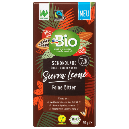 dmBio Sierra Leone Fine Bitter Chocolate 80 g / 2.8 oz