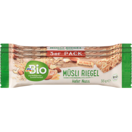 dmBio Muesli bar oat nut, pack of 3, 105 g