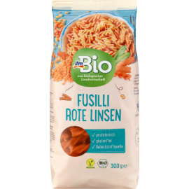 dmBio Pasta, red lentil fusilli, 300 g
