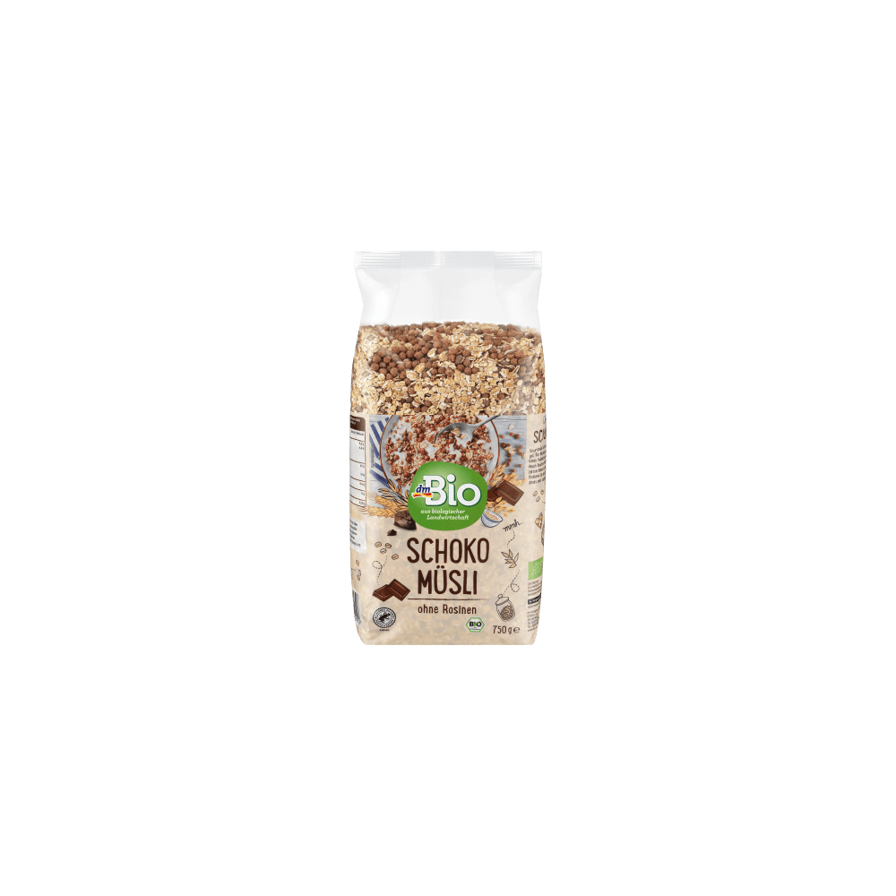 dmBio Chocolate muesli without raisins, 750 g