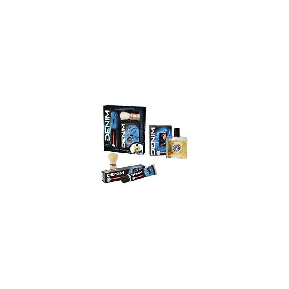DENIM Original Aftershave + Rasiercreme + Rasierpinsel-Set