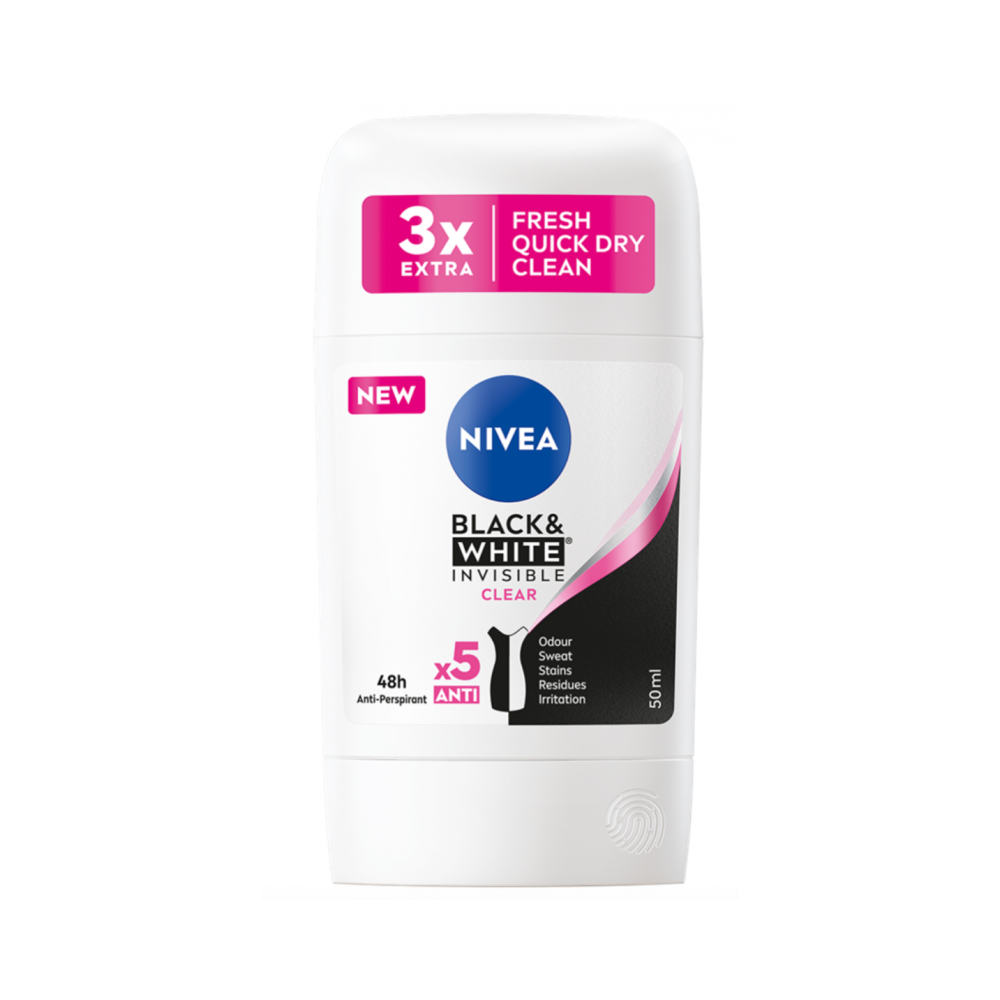 Nivea Black & White Invisible Clear Anti-Perspirant Stick 50 ml / 1.7 fl oz