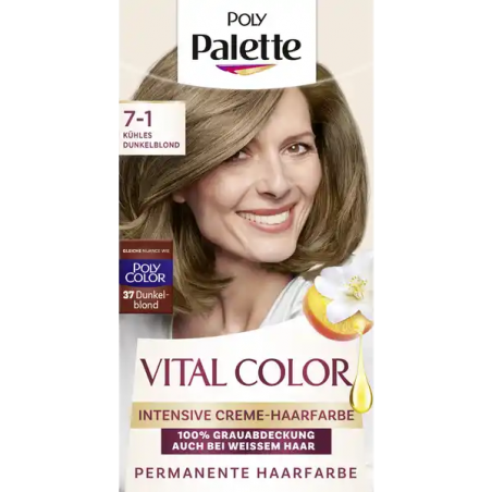 Schwarzkopf Poly Palette Vital Color Intensive Cream Hair Color 7-1 Cool Dark Blonde