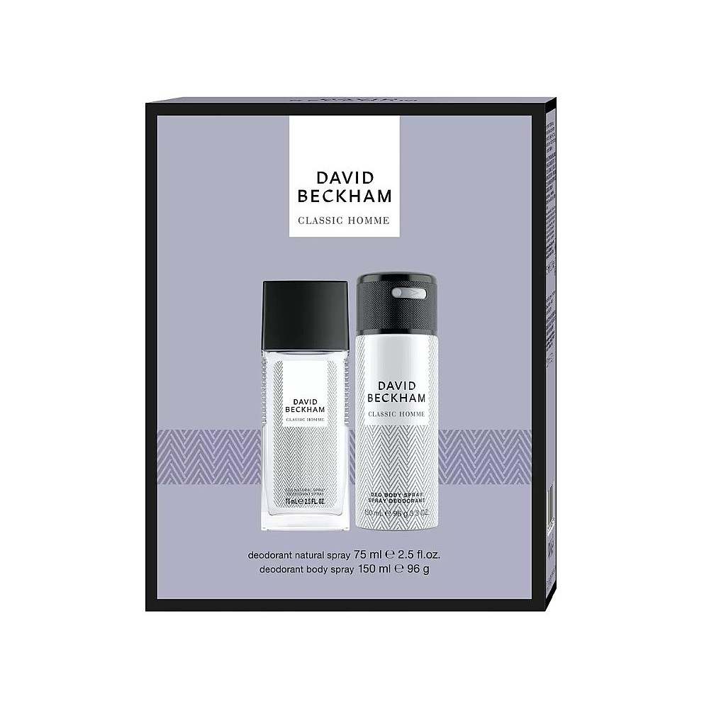 David Beckham Classic Homme Deodorant natürliches Spray 75 ml / 2,5 fl oz + Deodorant Körperspray 150 ml / 96 g