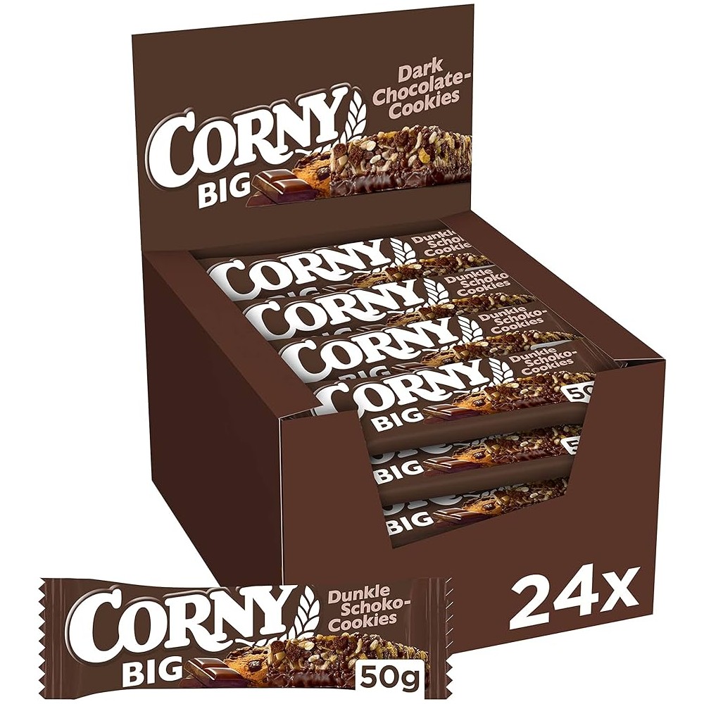 Corny Big Dark Chocolate Cookies 50 g / 1.7 oz (24-Pack)
