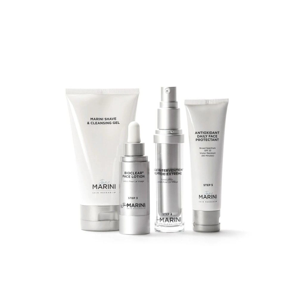 Jan Marini Men's System: shave & cleansing gel 148ml + Bioclear lotion 30ml + Age Intervention peptide extreme 30ml + Antioxidan