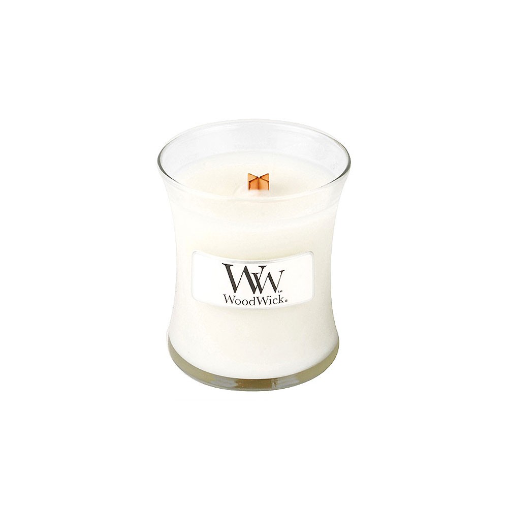 WoodWick Linen scented candle with wooden wick 85 g