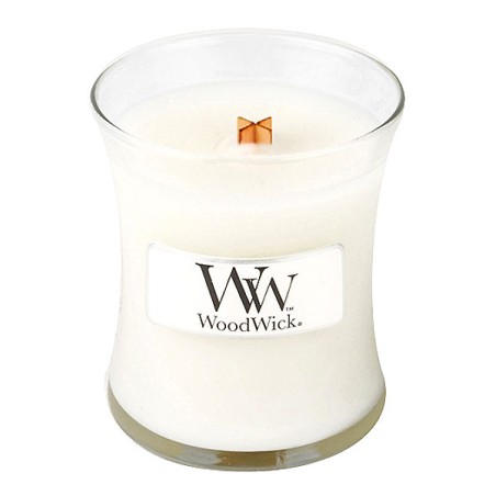 WoodWick Linen scented candle with wooden wick 85 g