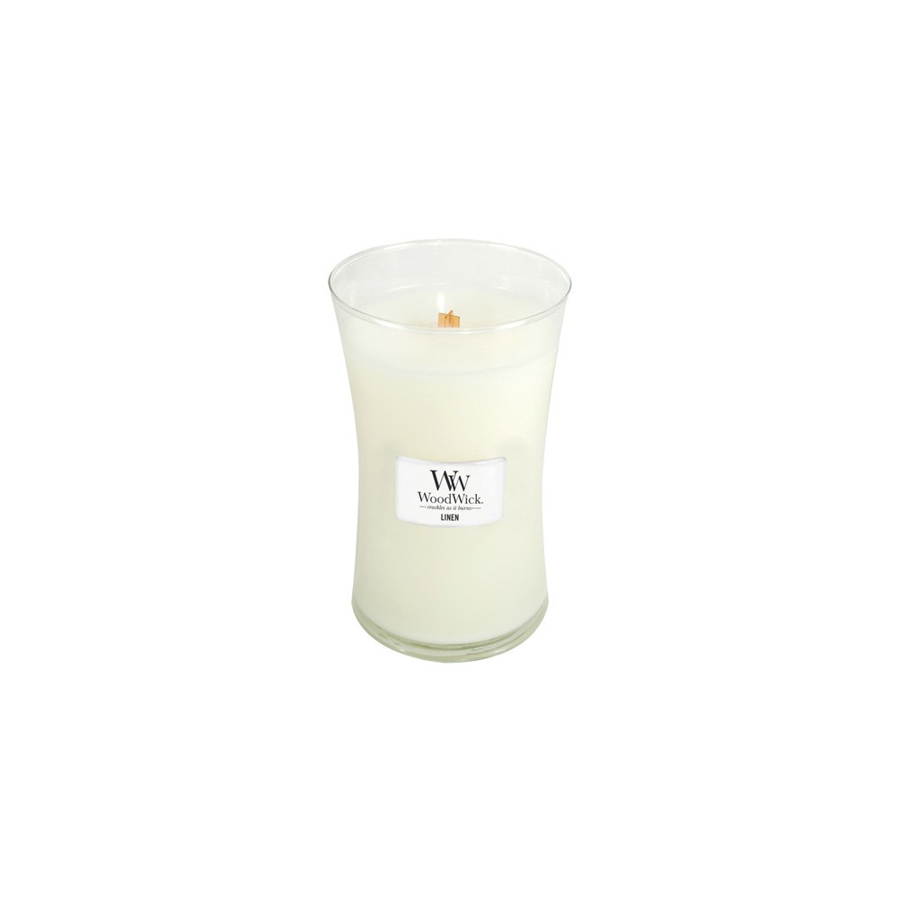 WoodWick Linen scented candle with wooden wick 609,5 g
