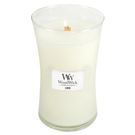 WoodWick Linen scented candle with wooden wick 609,5 g