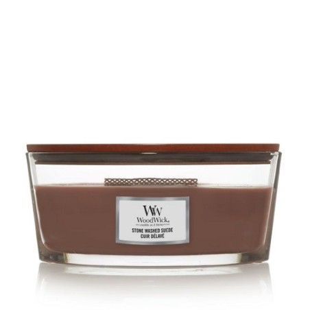 WoodWick Stone Washed Suede scented candle with wooden wick 453,6 g