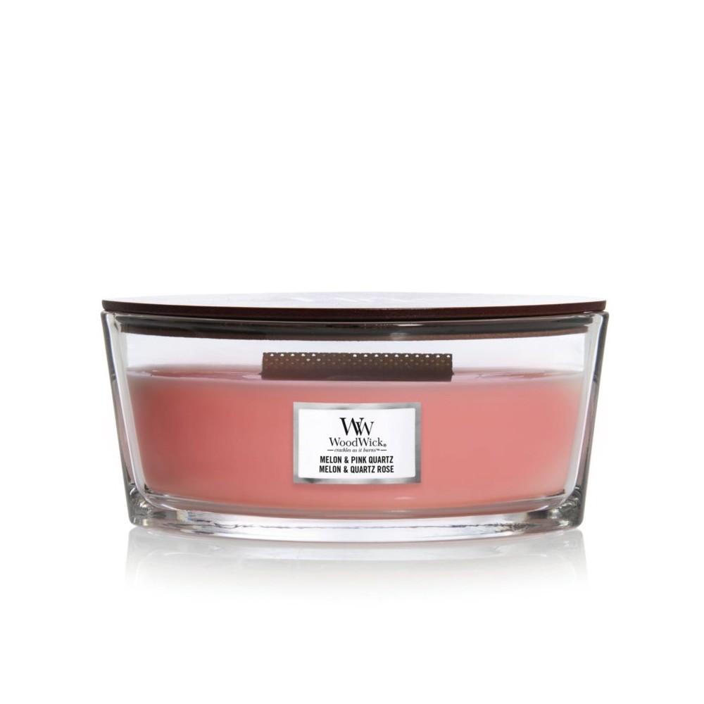 WoodWick Melon & Pink Quartz scented candle with wooden wick 453,6 g