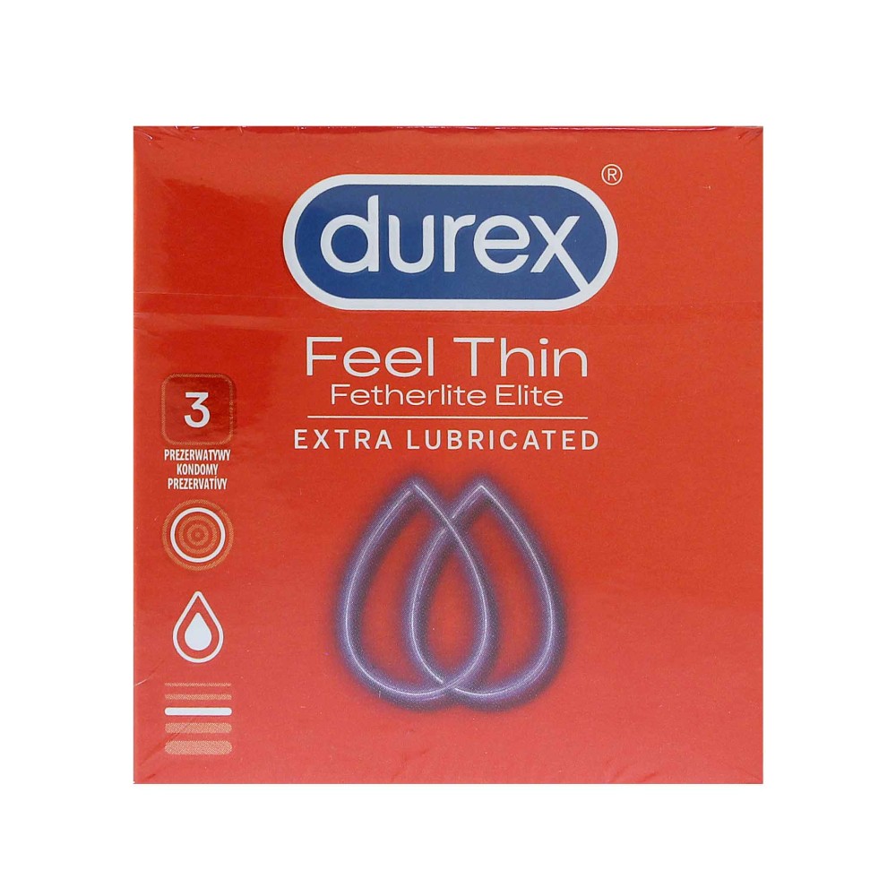 Durex Feel Thin Extra Lubricated Condoms 3 pcs