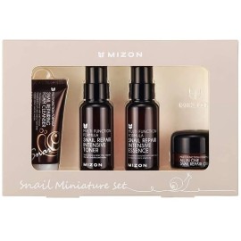 Mizon Snail Miniature Set: Foam Cleanser 30ml + Repair Essence 50ml + Repair Toner 50ml + All In One Cream 15ml