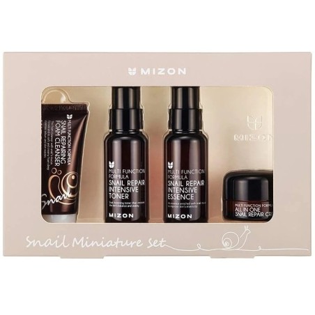Mizon Snail Miniature Set: Foam Cleanser 30ml + Repair Essence 50ml + Repair Toner 50ml + All In One Cream 15ml
