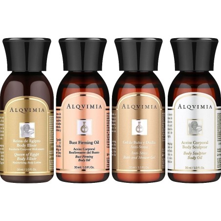 Alqvimia Supreme Beauty & Spa Experience bestsellers kit: anti-stress shower gel 30ml + body sculptor body oil 30ml + bust firmi