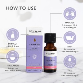 Tisserand Lavender Organic Pure Essential Oil 20 ml / 0.68 fl oz