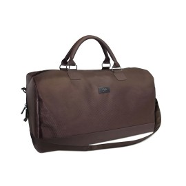 Hugo Boss, Duffle, Synthetic Leather, Textile Handbag, Weekend Bag, Dark Brown, 50 x 18 x 31 cm