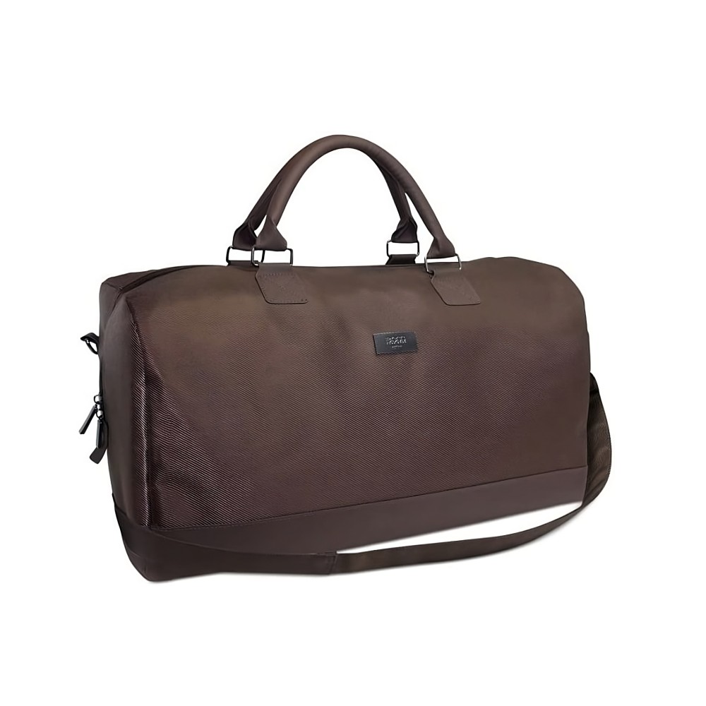 Hugo Boss, Duffle, Synthetic Leather, Textile Handbag, Weekend Bag, Dark Brown, 50 x 18 x 31 cm