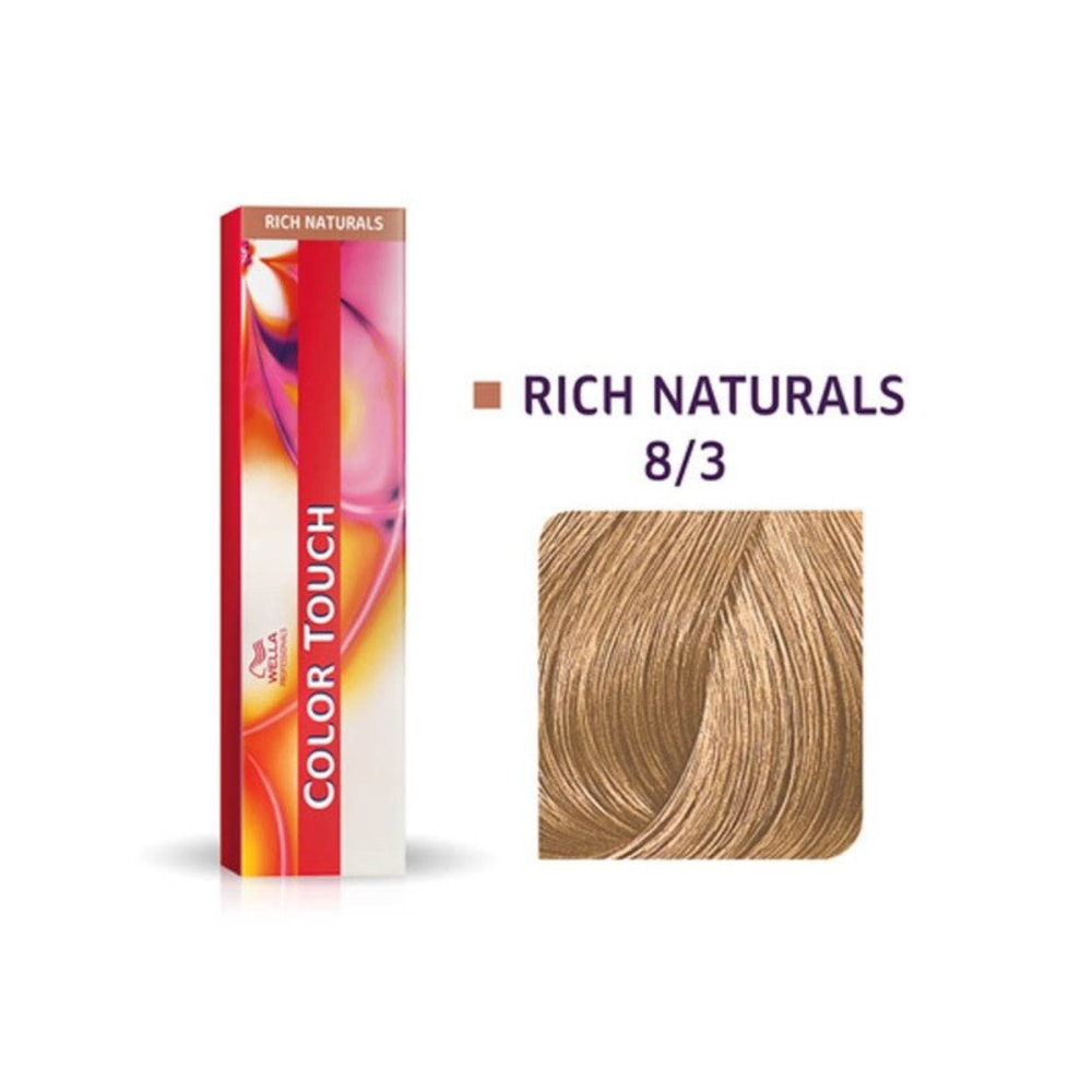 Wella Professionals, Color Touch, Ammonia-Free, Semi-Permanent Hair Dye, 8/3 Golden Light Blonde, 60 ml
