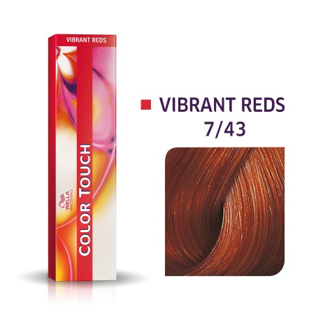 Wella Professionals, Color Touch, Ammonia-Free, Semi-Permanent Hair Dye, 7/43 Medium Red Gold Blonde, 60 ml