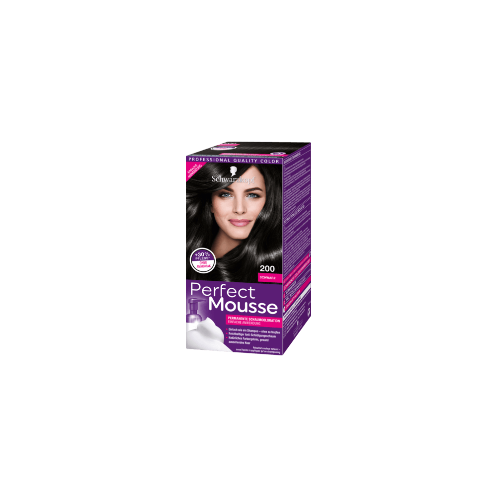 Schwarzkopf Perfect Mousse Permanente Haarfarbe 200 Schwarz