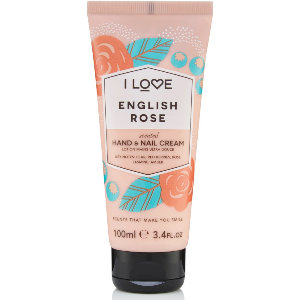 I Love, Signature Collection, English Rose, Moisturizing, Hand & Nail Cream, English Rose, 100 ml