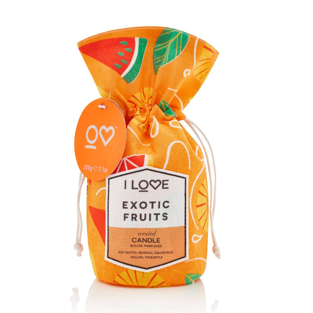 I Love, Exotic Fruits, Mango, Grapefruit, Mango, Pineapple, Scented Candle, 160 g