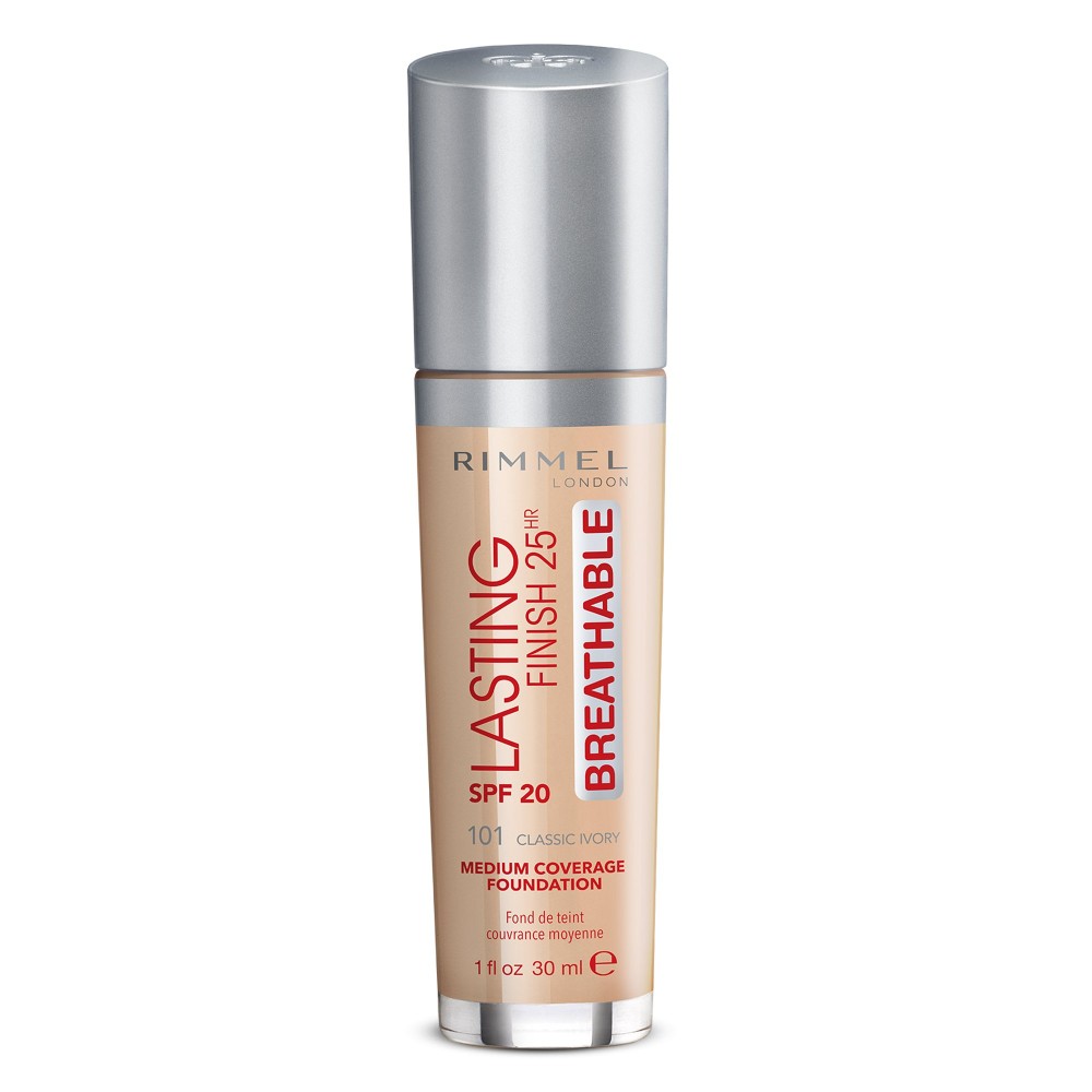 Rimmel London, Lasting Finish, Liquid Foundation, 101, Classic Ivory, SPF 20, 30 ml