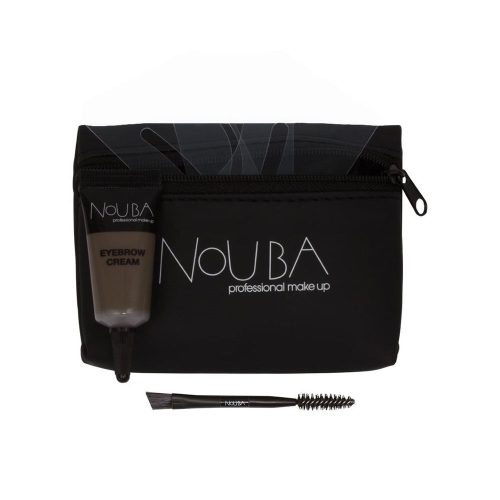 20 Set Nouba: Nouba, Eyebrow Brush + Nouba, Eyebrow Gel, 7 ml + Textile Makeup Bag, Black