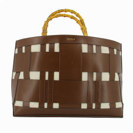 Guess, Aida, Leather, Textile Handbag, Dark Brown, HWAIDWL2376, 50 x 35 x 19 cm