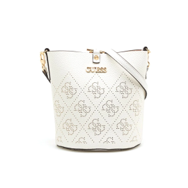 Guess, Amara, Polyester, Textile Handbag, 4g Logo Bucket, White, HWSG8493010, 21 x 21 x 11 cm