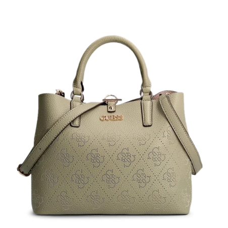 Guess, Amara, Polyurethane, Textile Handbag, 4G Logo, Green, HWSG8493060, 29 x 22 x 14 cm