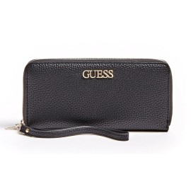 Guess, Alby, Textile Wallet, SLG Large Zip, Black, For Women