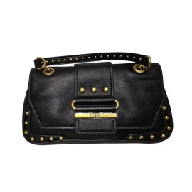 Guess, Belle, Synthetic Leather, Belt, Magnetic Clip, Textile Crossbody Bag, Black, VG774421, 29 x 15 x 4 cm, For Women
