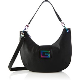 Guess, Brightside, Polyurethane, Textile Bag, Large Hobo, Black, For Women