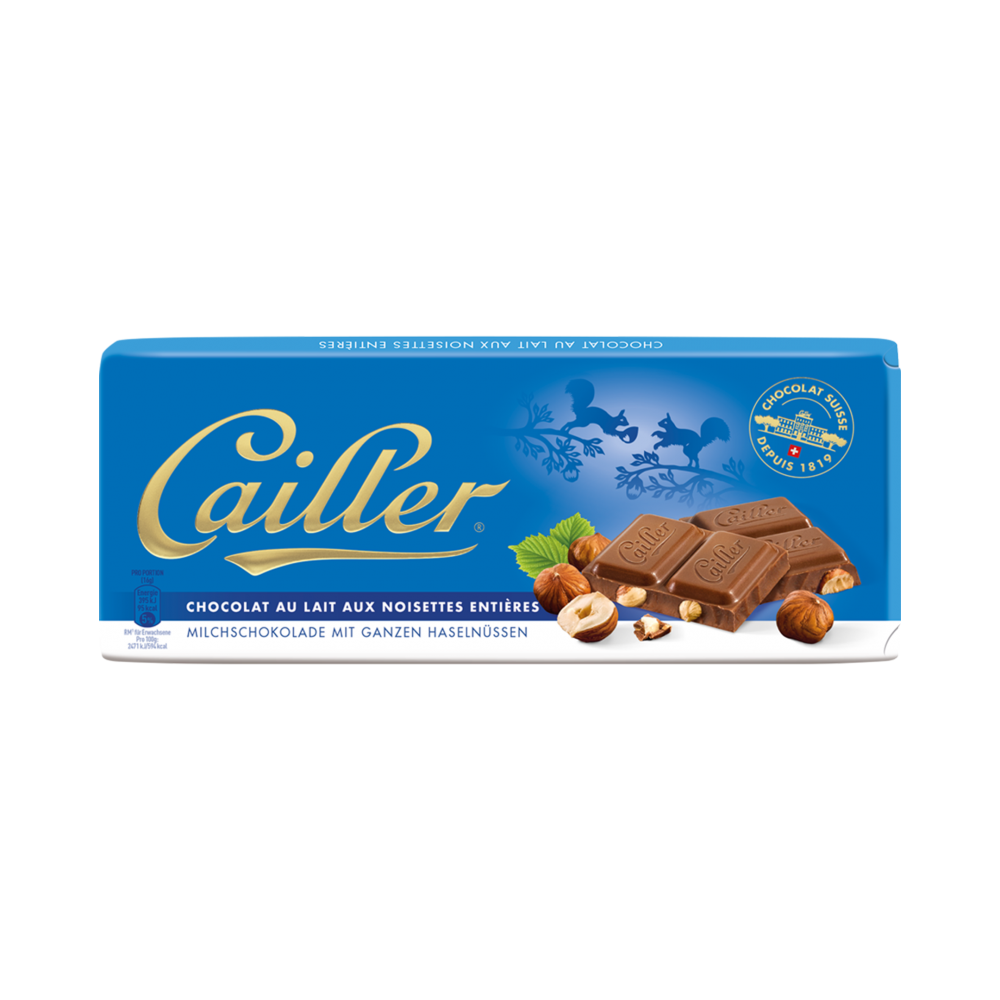 Cailler Milk Chocolate with Whole Hazelnuts 100 g / 3.5 oz (MHD 02/2026)