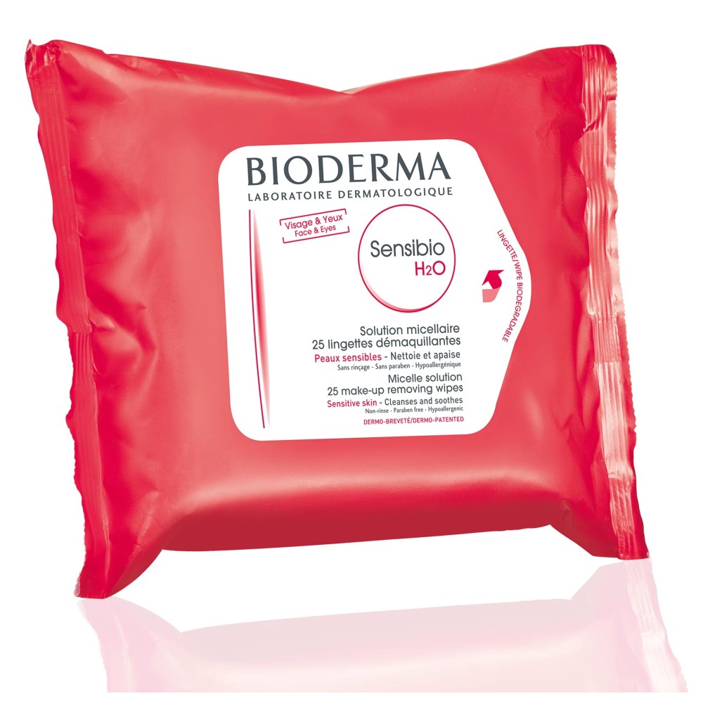 Bioderma, Sensibio H2O, Soap-Free, Makeup Remover Wipes, 25 pcs