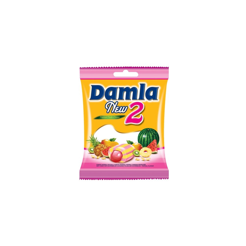 Tayas Damla Neu 2 tropische Früchte Wassermelonen-Kaubonbons 90 g / 3,17 oz