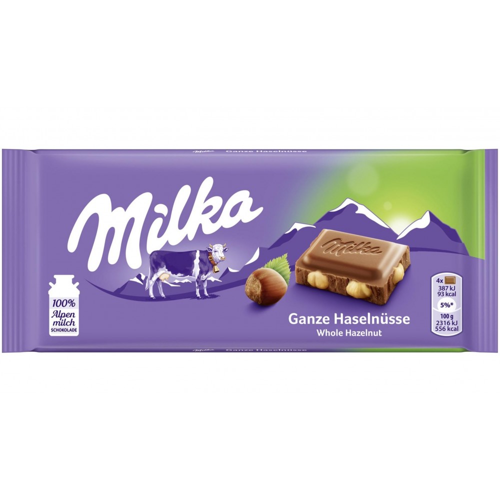 Milka Milk Chocolate with Whole Hazelnuts 100 g / 3.4 oz